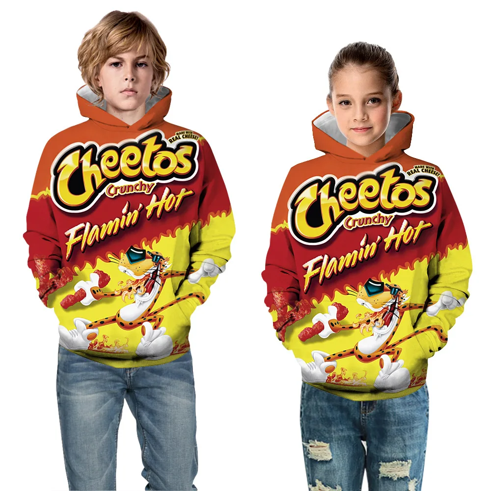 Худи с 3D принтом Cheetos для мальчиков и девочек подростков Детская толстовка в