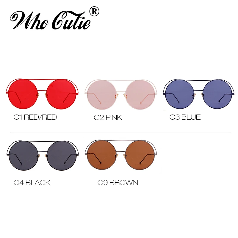 WHO CUTIE Ретро Красные Круглые Солнцезащитные очки мужские и женские брендовые