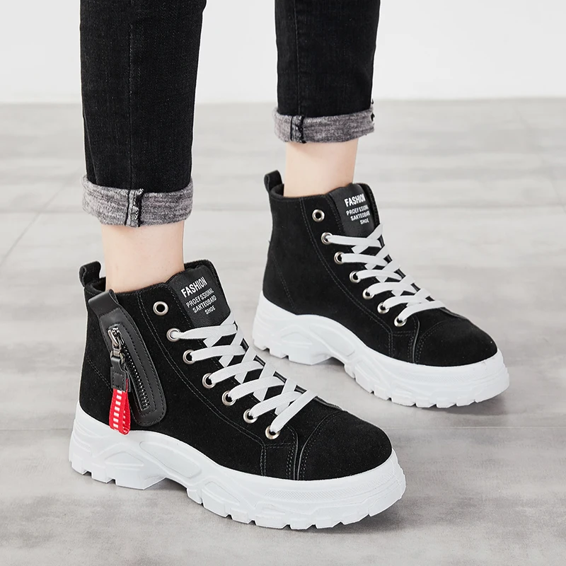 Женские ботинки martin из флока зимние женские кроссовки на молнии и не сужающемся