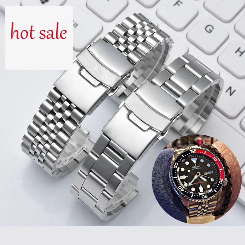 22 мм Серебряный полый изогнутый конец твердый с заменой звеньев ремешок для