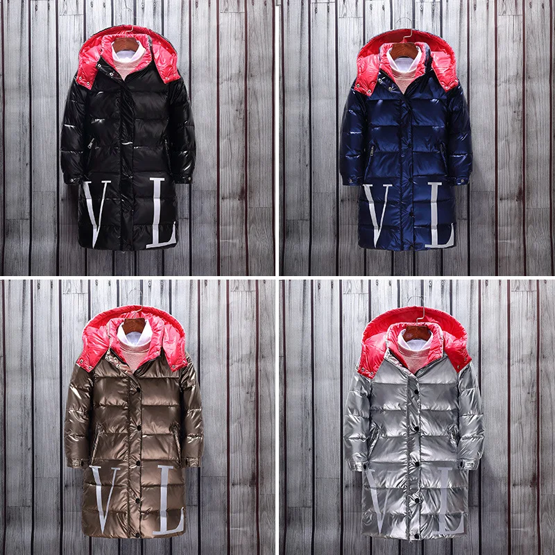 Новый Яркий Детский пуховик с длинным толстым меховым воротником и корейским