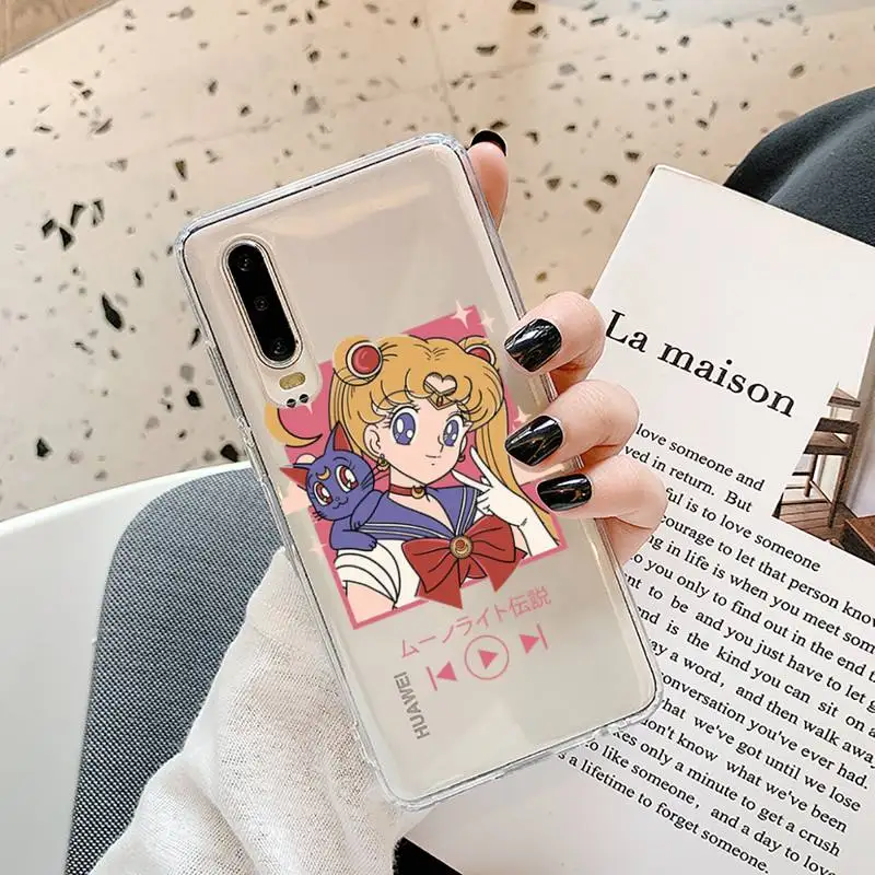 

Sailor Moon Phone Case Transparent for Huawei P20 P30 P40 lite pro P smart 2019 honor 8x 10i