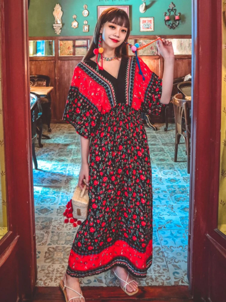 Женское пляжное платье тонкое в этническом стиле для путешествий отпуска