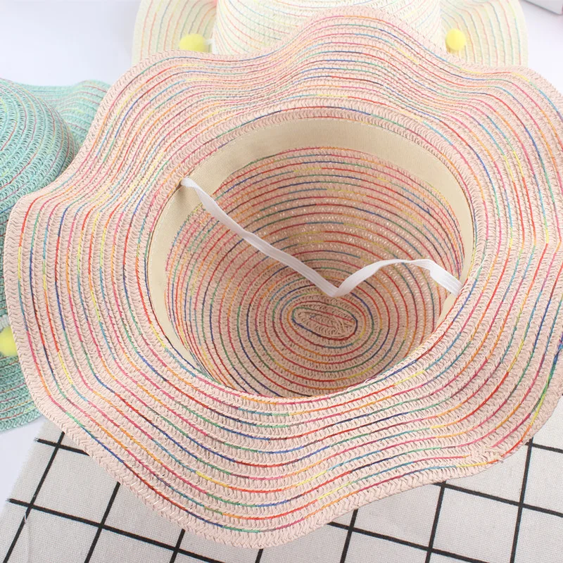 Модные летние разноцветные шапки с кисточками детские соломенные детская