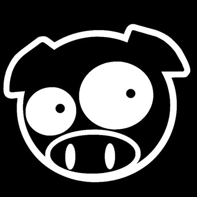 

Car Sticker Pig Mascot Interesting Animal Motorcycle PVC Decals Car Decals Covered with Scratches In Black and White, 14cm*12cm