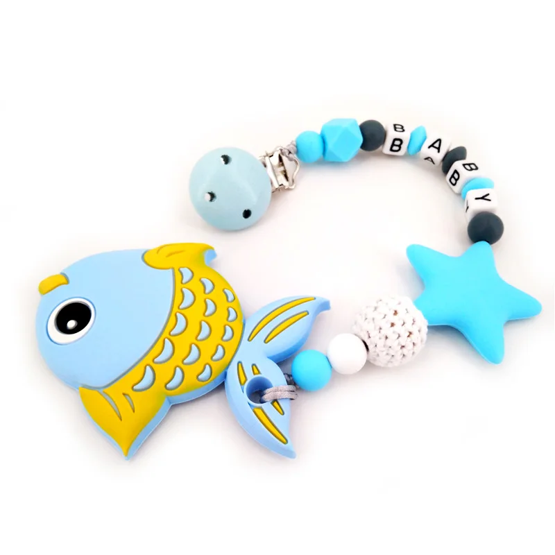 Baby Silicone Fish Teethers Necklace Set BPA Free Toys Cute Animal Baby Teether Silicone Preferential Portfolio
