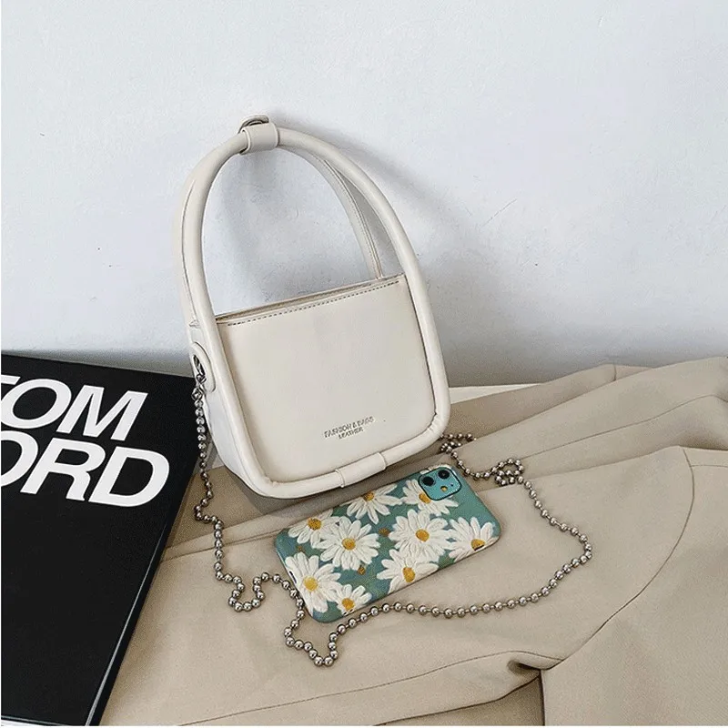 

Lady 2021 New Fashion Vintage PU Leather Crossbody Chain Bags Female Retro Solid Color Top-Handle Mini Shoulder Square Bag