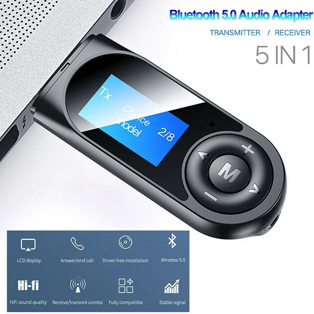 

Bluetooth 5.0 LCD Display Adapter 3in1 Bluetooth Wireless Adapter 5 in1 Installation Receiver Transmitter All-In-One Driver R0K9