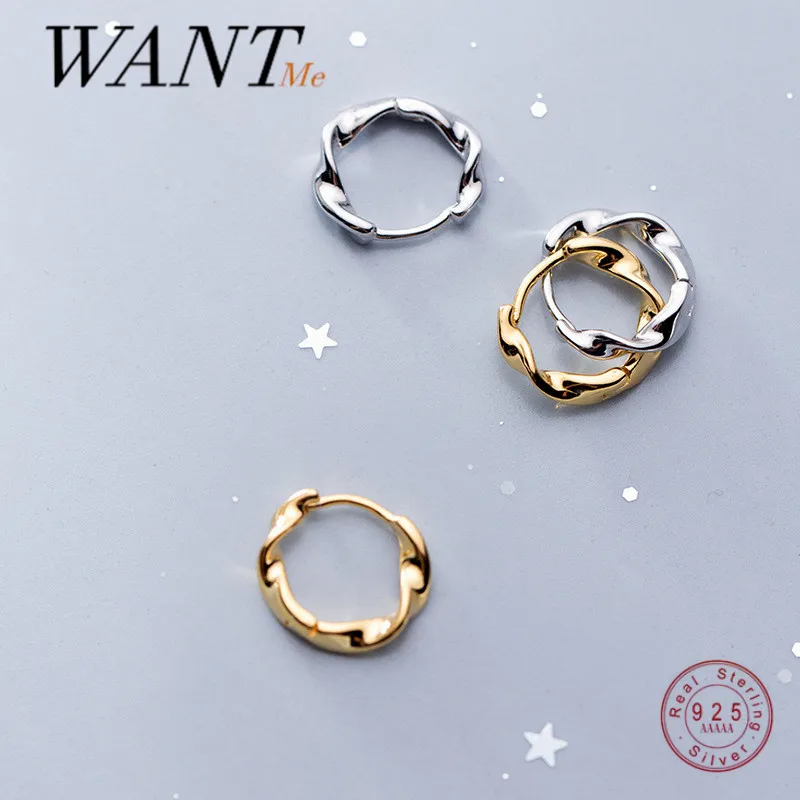

Модные корейские минималистичные круглые серьги WANTME из витой веревки для женщин, серьги из настоящего стерлингового серебра 925 пробы с япон...