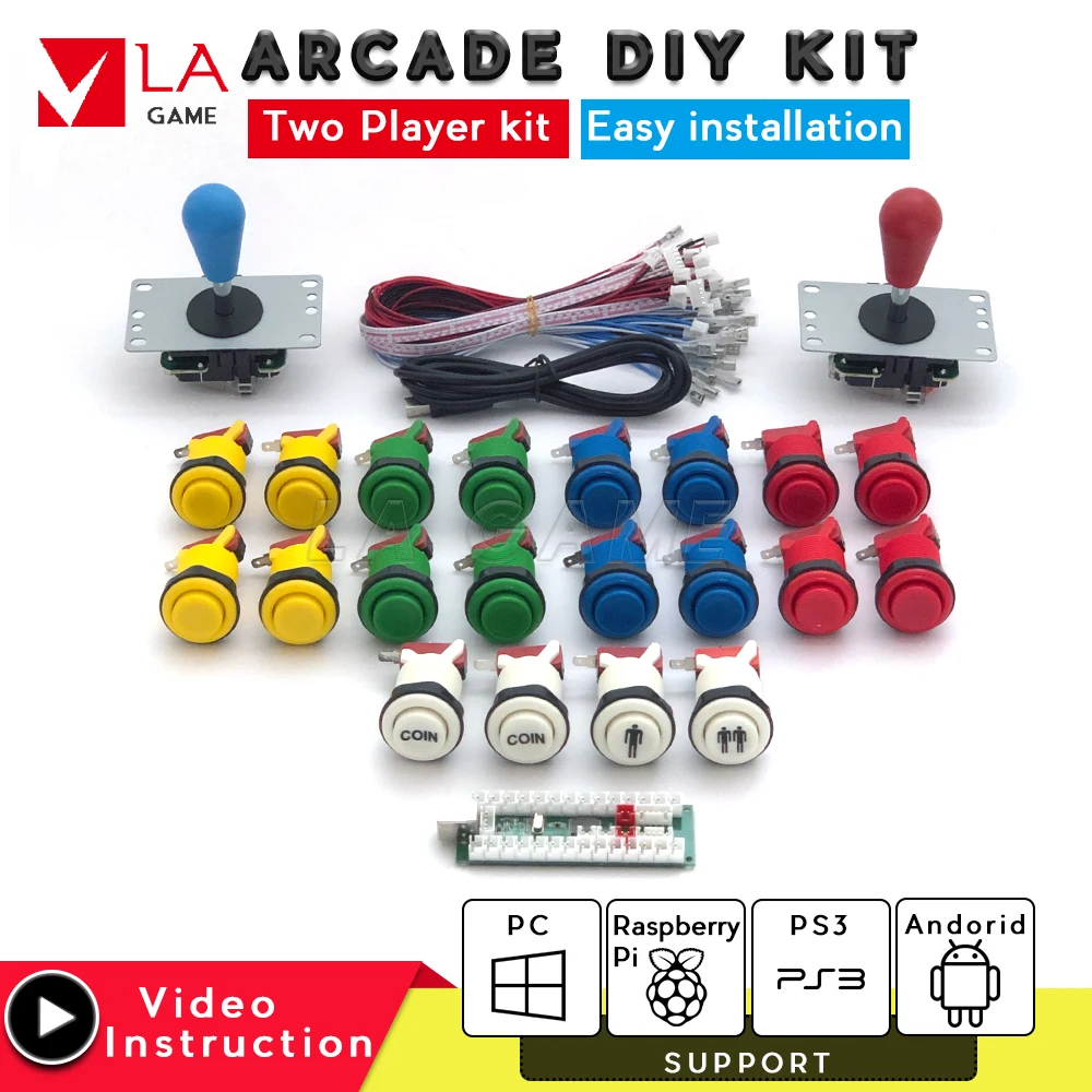 Аркадный комплект 2 игрока плакат Нулевая задержка usb к ПК Rasberry PI аркадная машина
