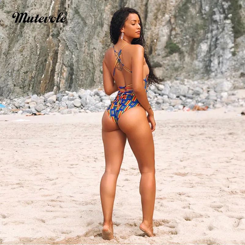 Женский раздельный купальник muteваша боди с принтом летнее пикантное бикини