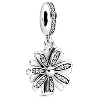 100 925 sterling silver charm new sparkle revolving daisy pendant fit pandora women bracelet necklace diy jewelry