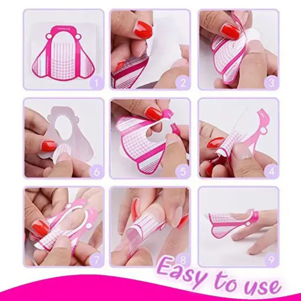 

Hot Nail Extension Tips Form Guide Stickers Professional Home Use 100/500pcs t6