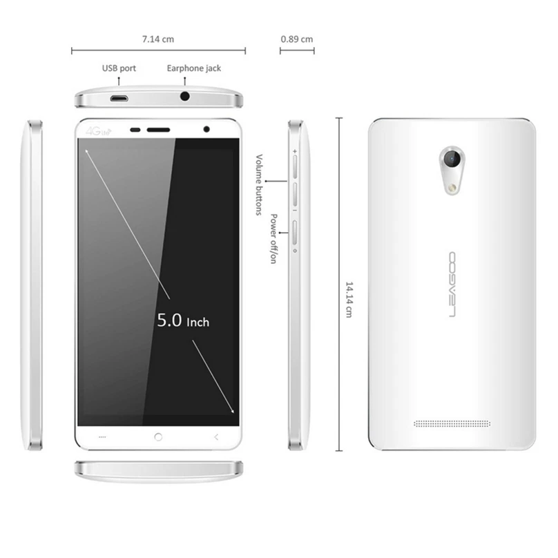 Смартфон LEAGOO Elite 4 S507 1 ГБ ОЗУ 16 Гб ПЗУ экран 5 0 дюйма 4G LTE MTK6735 четыре ядра Android МП 2400