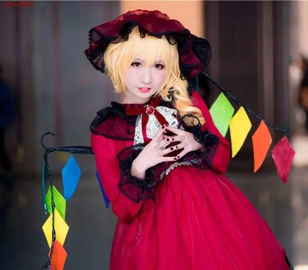 

Костюм для косплея Flandre Scarlet, в готическом стиле, красное платье для вечевечерние, одежда для ролевых игр