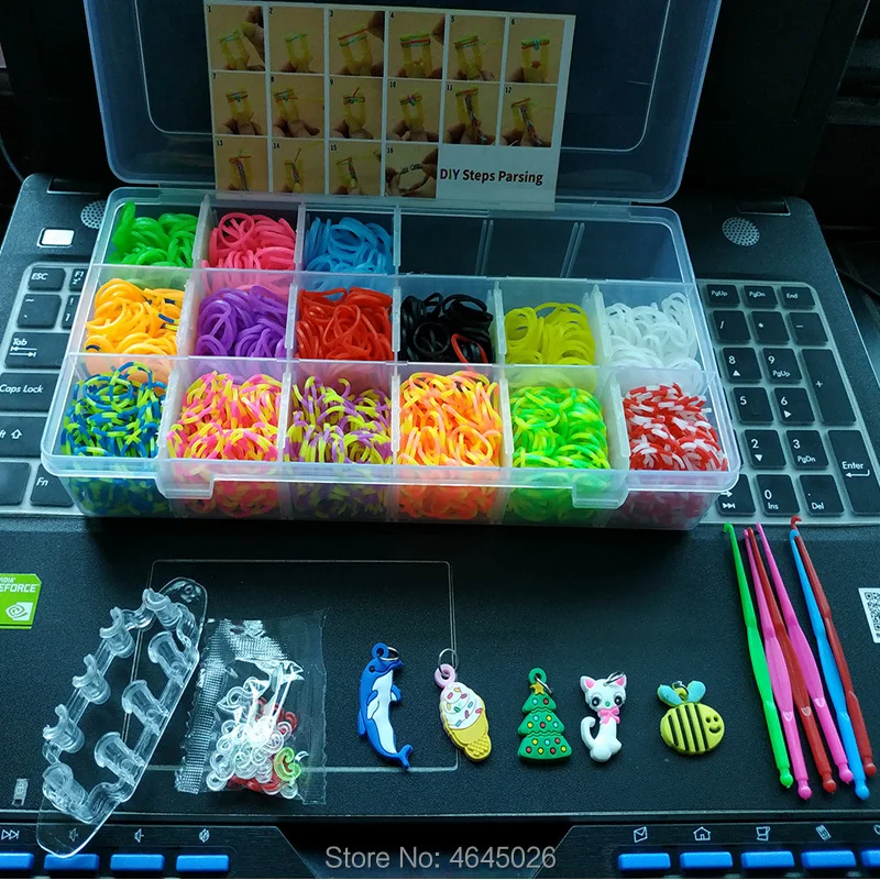 

Rubber Bands Loom DIY Weave Box Elastic Bracelet Handicraft Creative Kit Girls Gift Kids Toys for Children 7 8 10 years Teenage