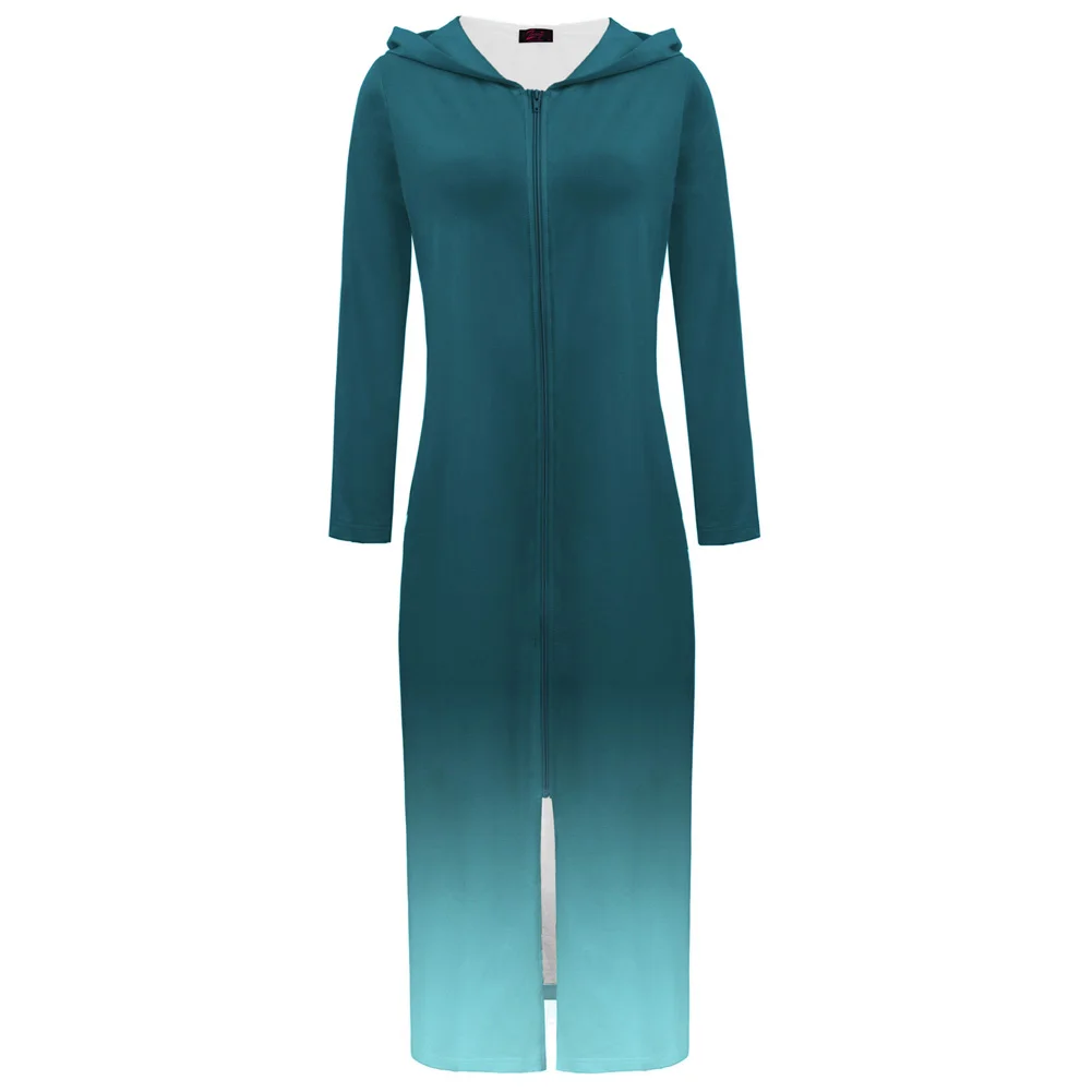 

New Fashion Ladies High Neck Long Sleeve Casual Hoodies Sweatshirt Maxi Dress