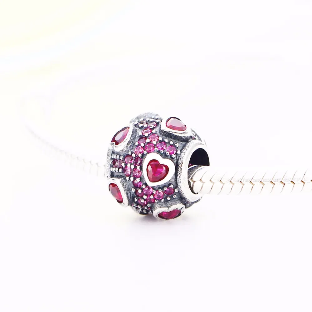 Весенняя коллекция 2018 бусины в форме сердца из стерлингового серебра 925 пробы с