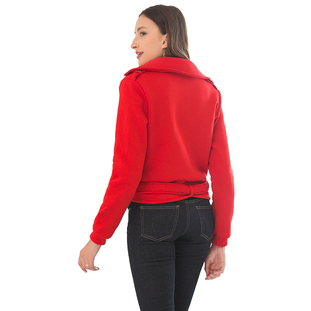 Женская Базовая толстовка на молнии Повседневная Верхняя одежда с отложным