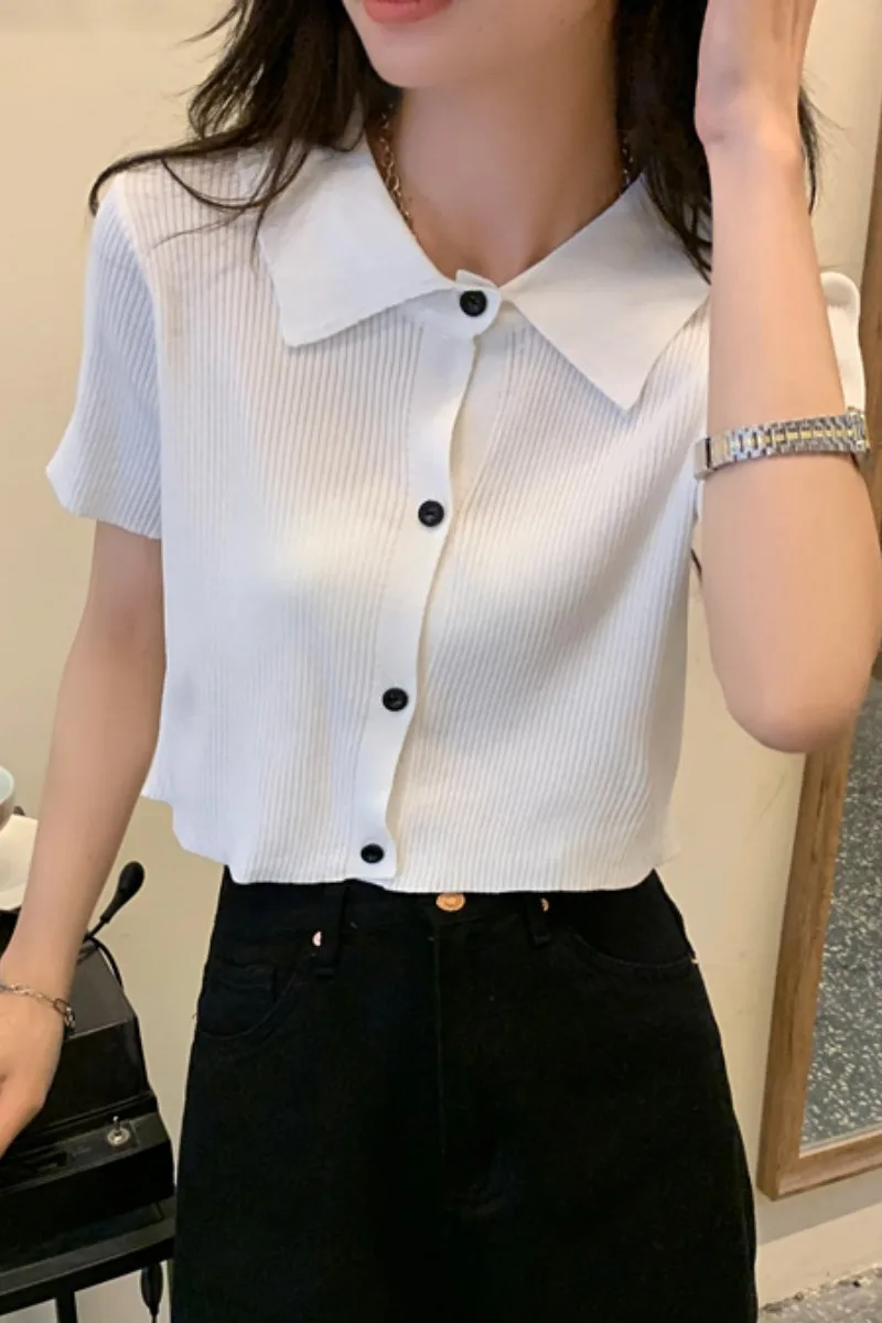 

Korean fashion bonnet blouse chiffon blouse short sleeved white blouse and size one blouse2021