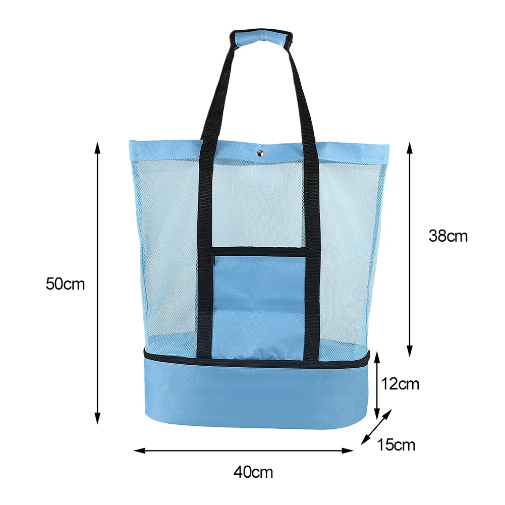 

Large Mesh Beach Tote Bag with Insulated Cooler Multifunctional Beach Bag Food Insulation Bag Packing Organizer