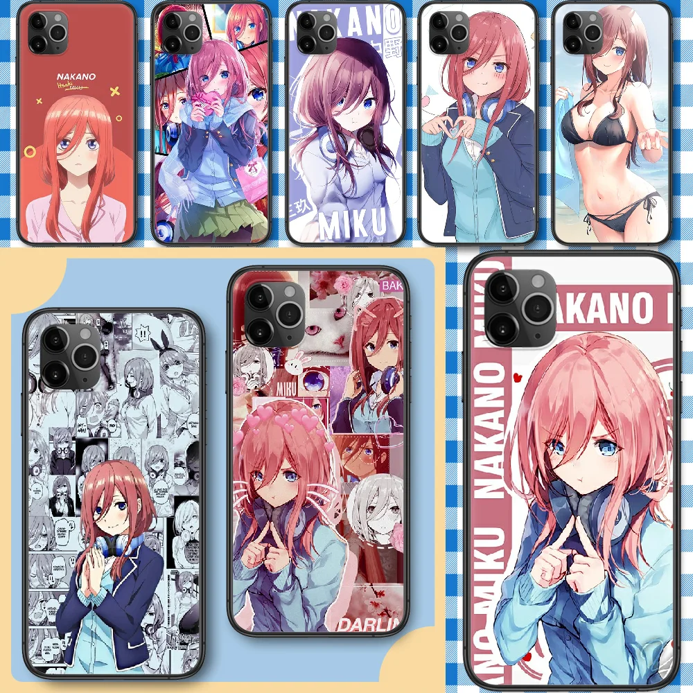 Аниме Чехол Nakano miku для телефона iphone SE 2020 6 6S 7 8 11 12 13 Mini Plus X XS XR Pro Max черный красивый