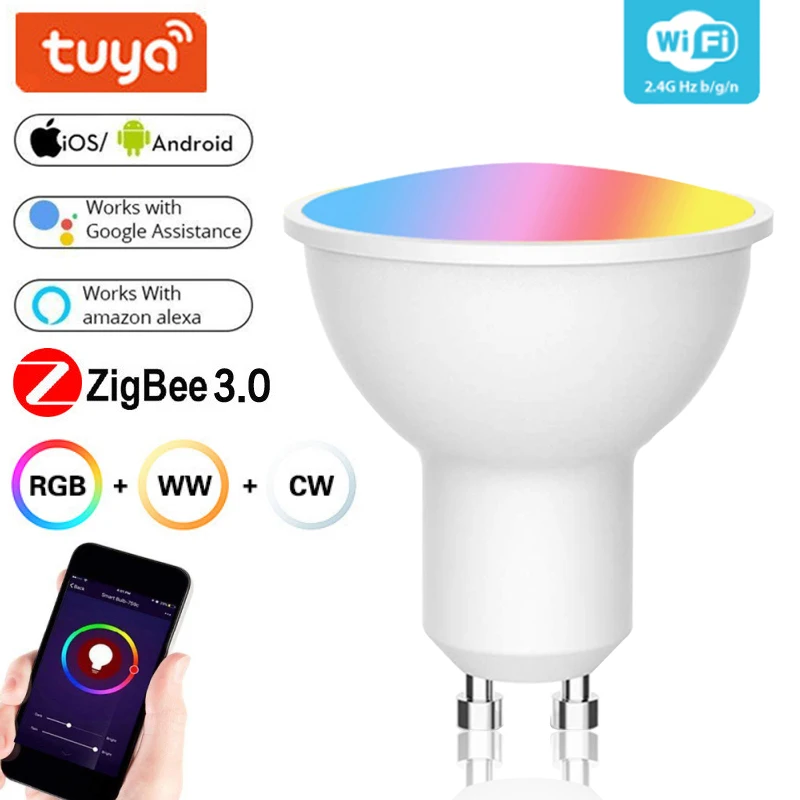 

Zigbee Smart LED Light Bulb 3.5W Gu10 RGBCW Spotlight Lamp AC 240V Voice Control Tuya/Smartlife App Via With Alexa Google Home