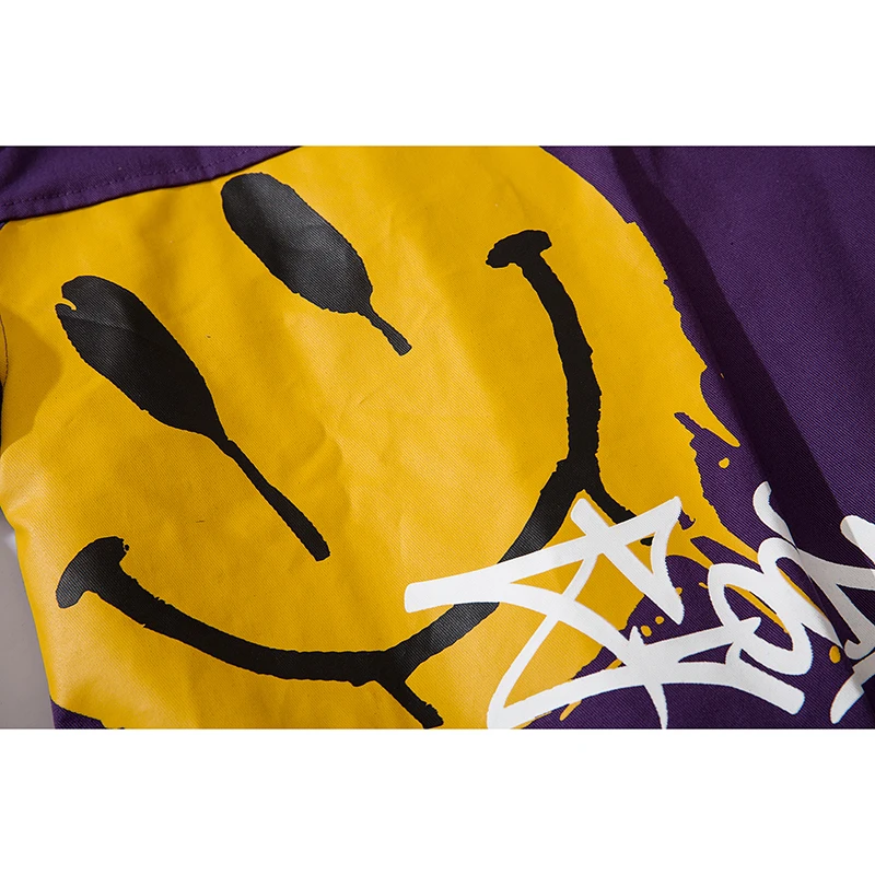 Мужская куртка-карго с принтом смайлика модная повседневная мужская куртка