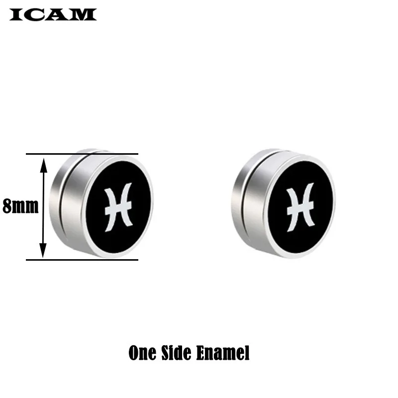 1 пара мужские магнитные серьги-гвоздики со знаками Зодиака | Украшения и