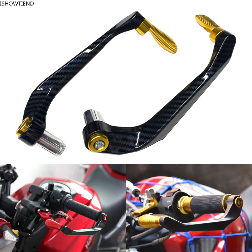 

2Pcs Motorcycle Refitting Anti Falling Hand Guard Ox Horn Bow Brake Clutch Protective Rod Street Running Carbon Fiber Hand Guard
