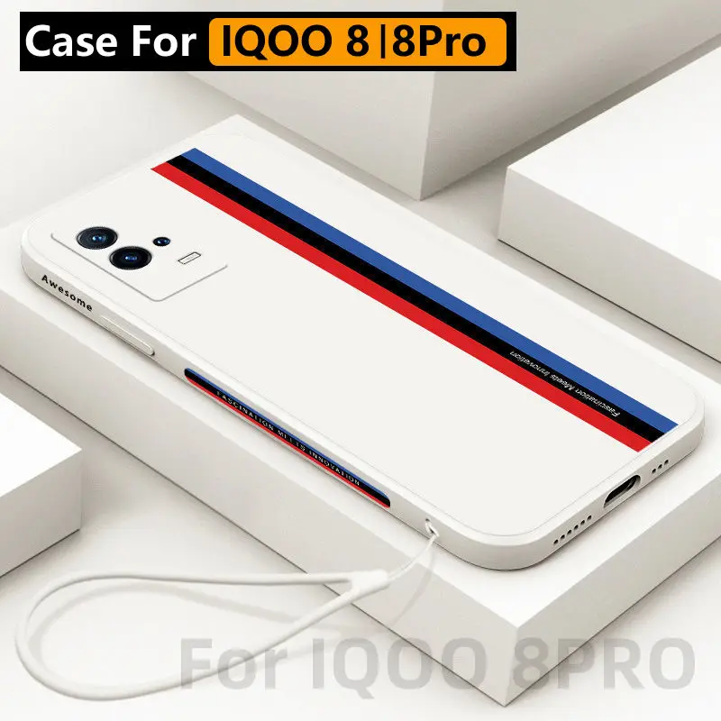 

For Iqoo 8 Case, Iqoo 8pro Case Silicone Soft Case with Lanyard