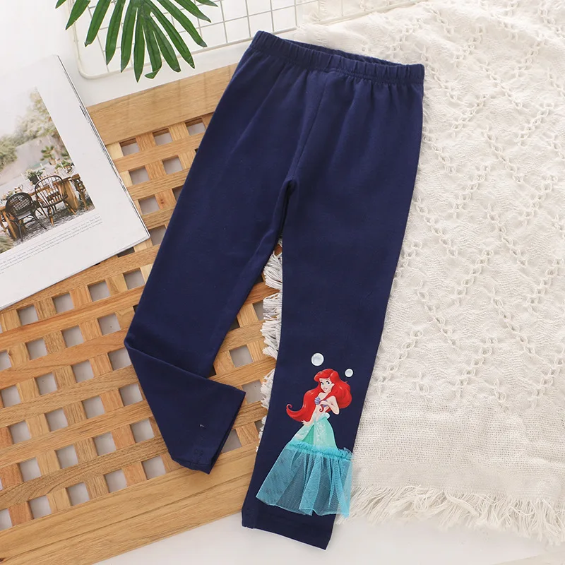 

Spring Autumn Girls Leggings Kids Pants Disney Elsa Cinderella Meimaid Princess Girls Trousers 3D Long Trousers Children Pants