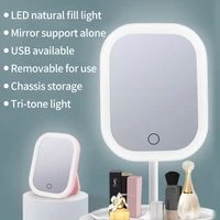 led light makeup mirror storage led face mirror adjustable touch dimmer usb led vanity backlit mirror table cosmetic mirror