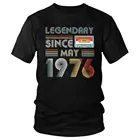 Красивый для мужчин футболка легендарный с мая 1976 с короткими рукавами натуральный хлопок футболка лето 44 лет 44th подарок на день рождения Футболка