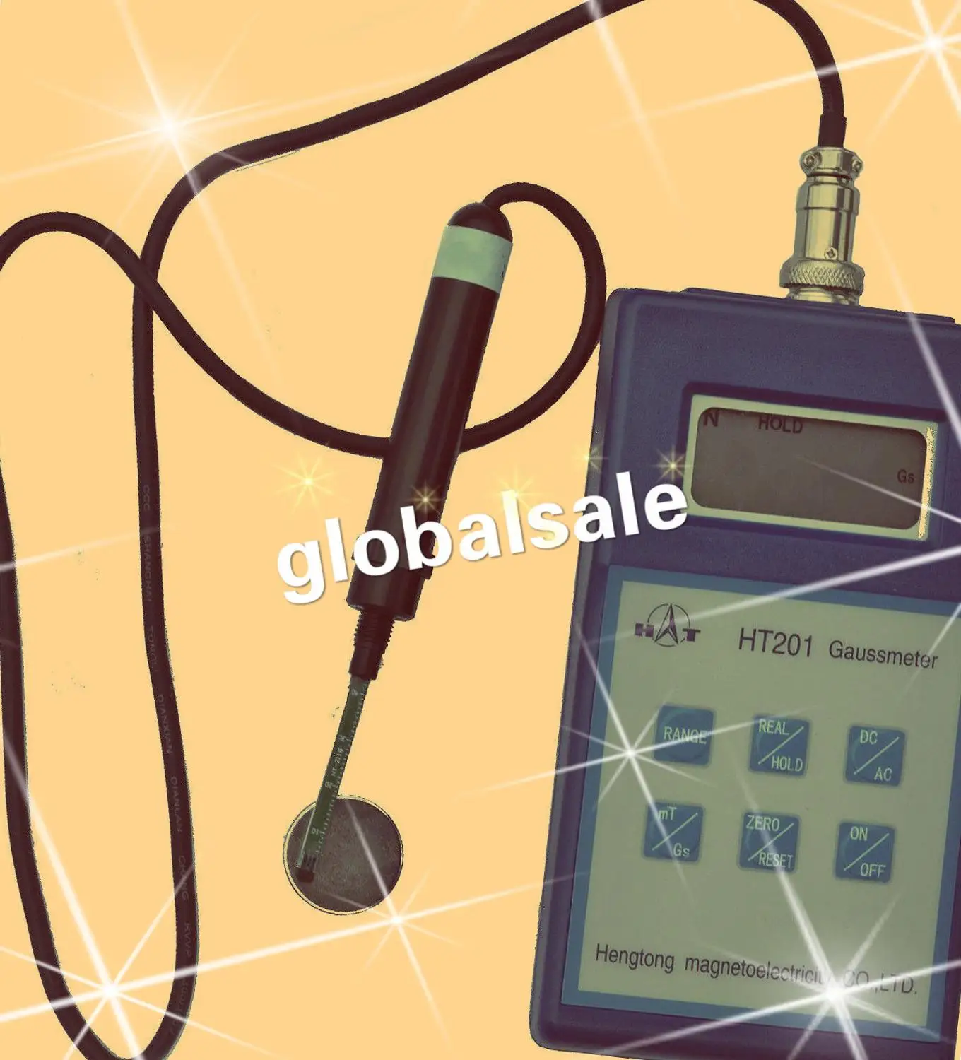 Цифровой гаусметр HT HT201 с пиковым держателем может отображать Гаусс или Tesla DC AC