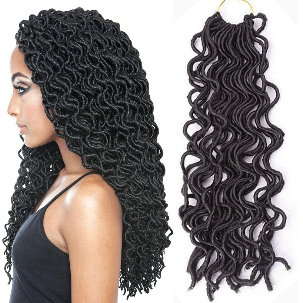 

Faux Locs Curly Crochet Braids Hair Ombre Synthetic Braiding Hair Extensions pre stretched Passion Twist for Women Black
