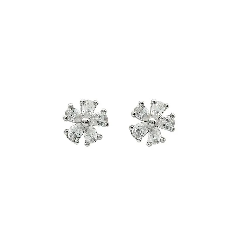 

Fengxiaoling 925 Sterling Silver Cubic Zirconia Plum Flower Stud Earrings For Women Korean Earrings 2020 Earings Fashion Jewelry