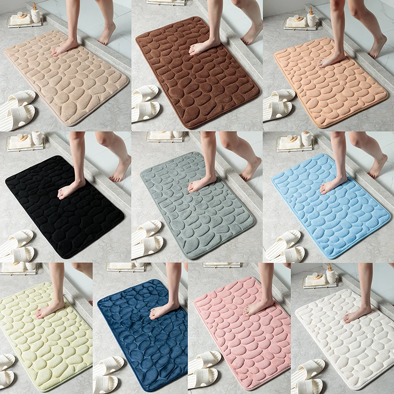 

40*60cm Cobblestone Embossed Bathroom Bath Mat Non-slip Carpets In Wash Basin Bathtub Side Floor Rug Shower Room Doormat