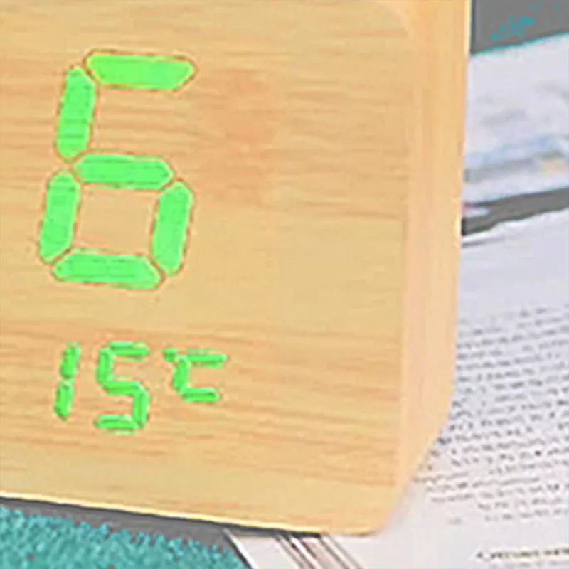 Светодиодный Календарь недели деревянные часы-будильник голосовое Управление