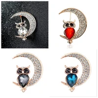 high quality owl shape multiple styles crystal gems stone metal vogue brooch jewelry 1pcs wj596