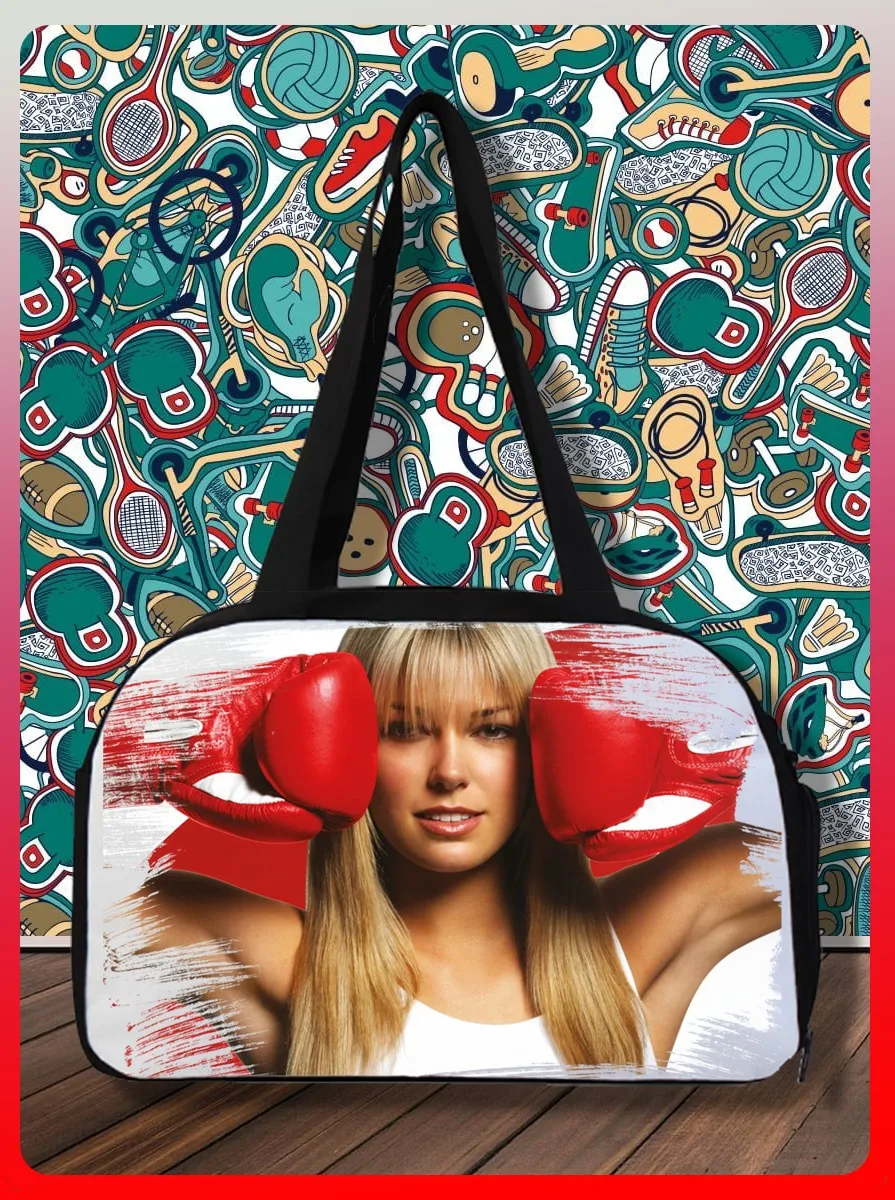 Спортивная сумка для спорта фитнеса похода с принтом Спорт девушка бокс - 23 |