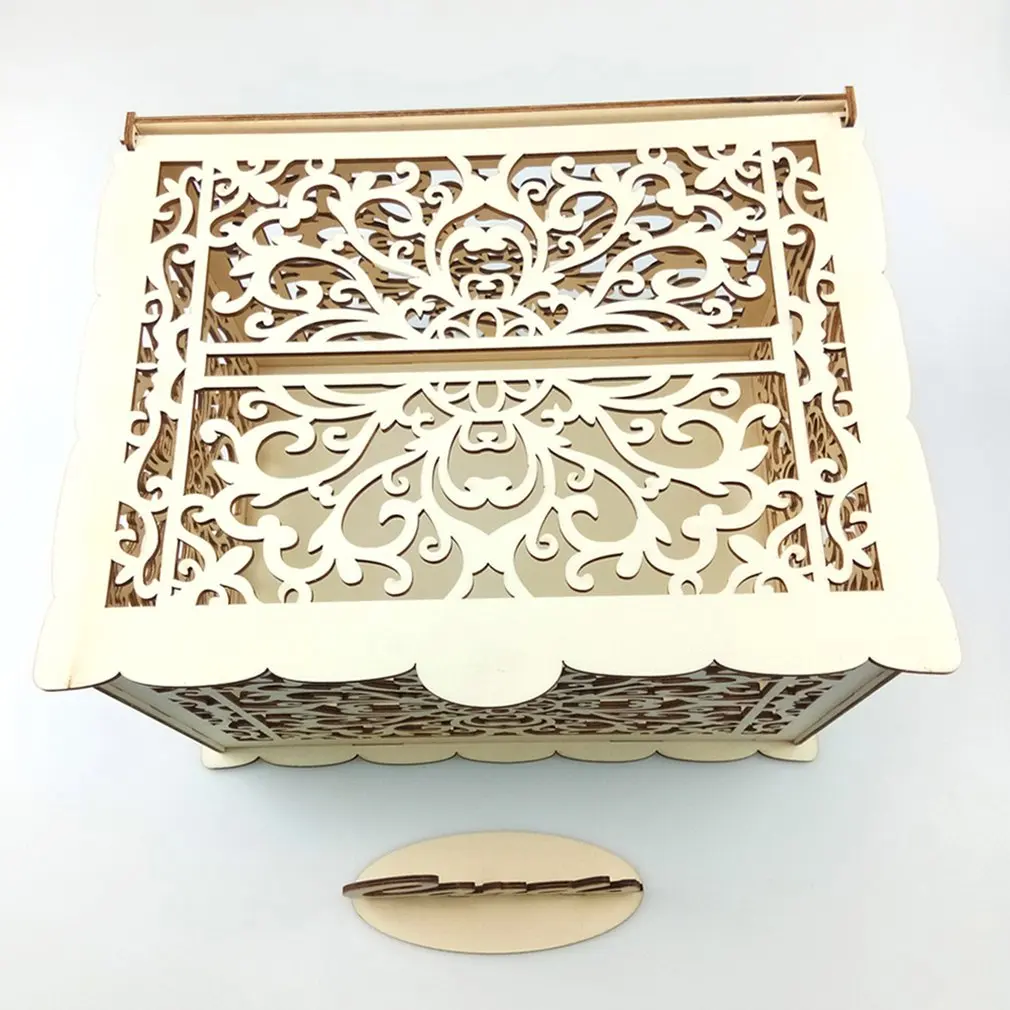 Сделай Сам рустикальная Свадьба картонная коробка с замком и карты знак