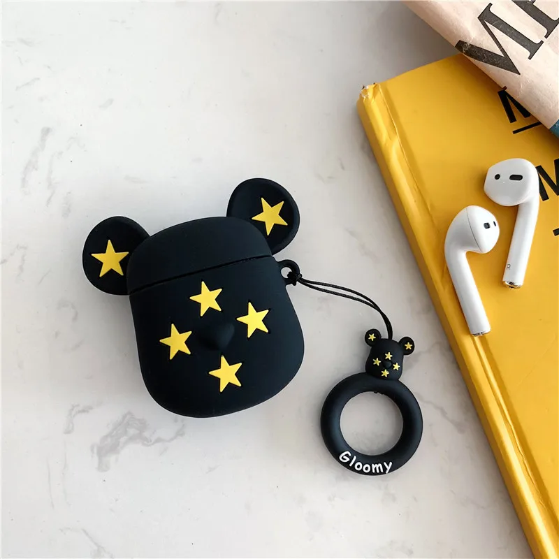 Для AirPod 2 Чехол 3D камуфляж звезда медведь мультфильм Мягкие силиконовые беспроводные кожухи головных телефонов для Apple Airpods чехол милый чехол Funda
