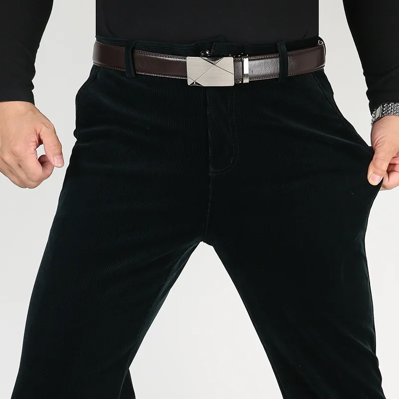 

Черные вельветовые повседневные штаны Мужские Винтажные прямые деловые брюки мужские 2021 осенние Стрейчевые классические брюки