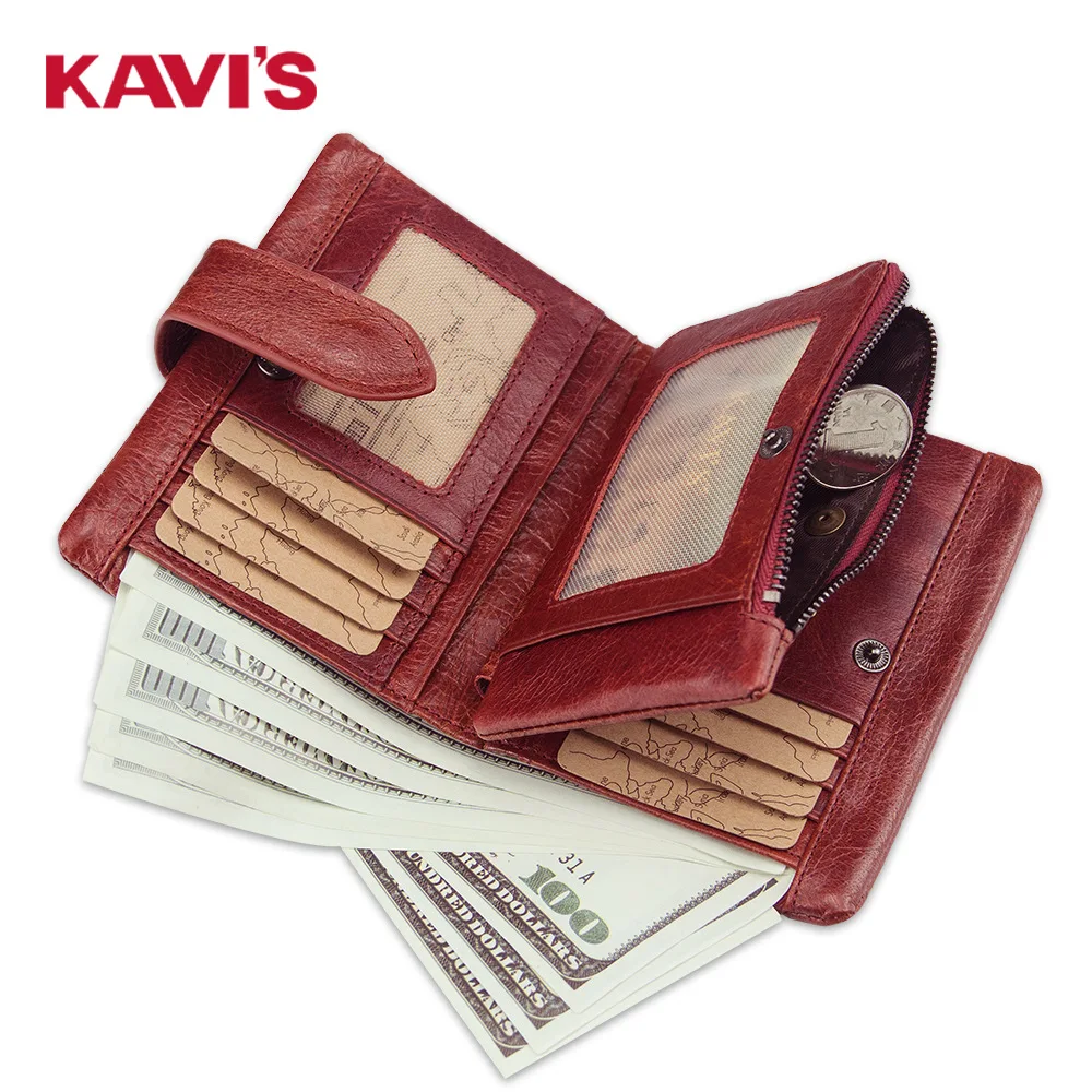 KAVIS Rfid из натуральной кожи для женщин женские кошельки женский кошелек сумочка с