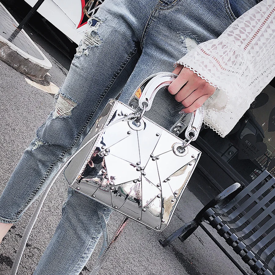 MANFUNI модная женская сумка в британском стиле новая с заклепками