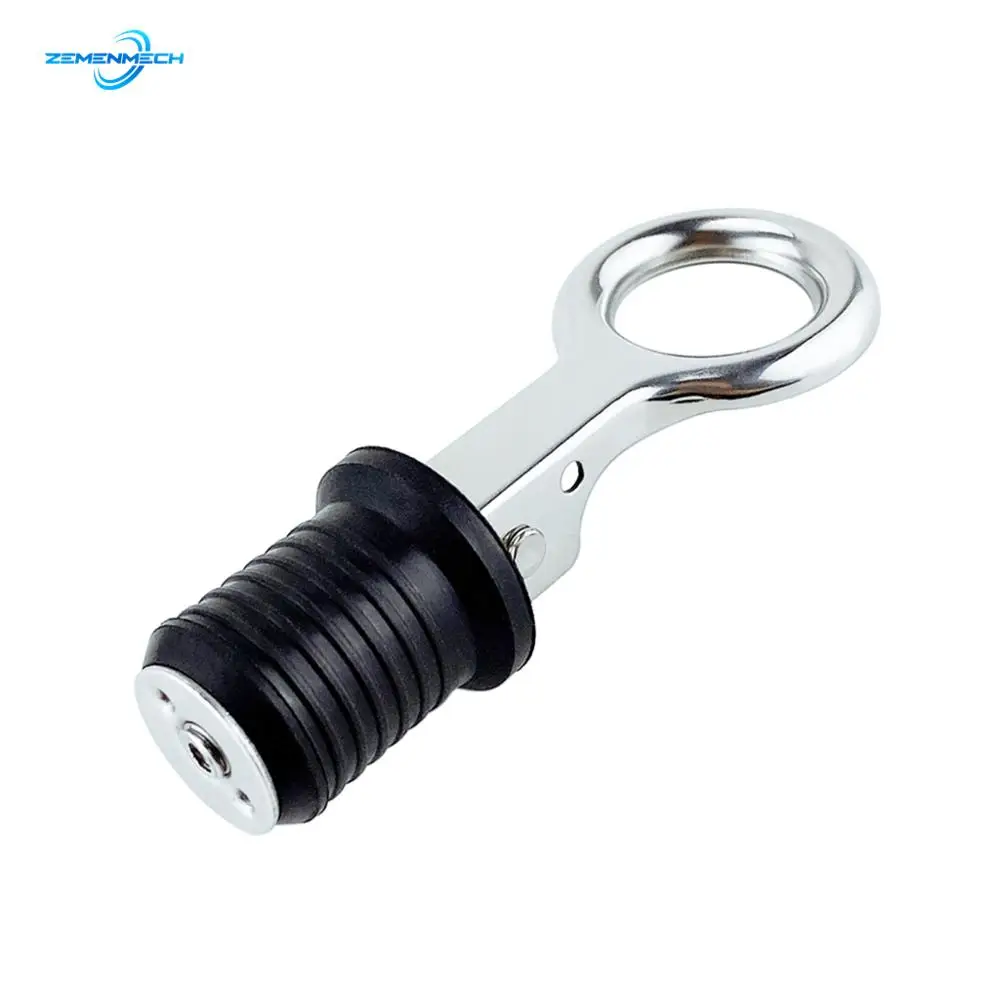 

304 Stainless Steel Handle Rubber Drain Plug Snap Tight Flip Style Hull Livewell Bilge Transom Seawall Marine Boat Accessories