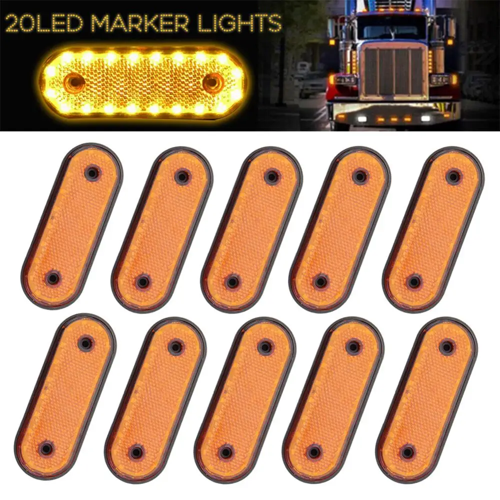 

10PCS 20LED Amber Red White Side Marker Light 24V LED Rear Clearance Lamp Tail Lights for Truck RV Trailer Lorry Pickup Boats