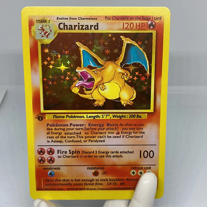DIY 1996 лет Покемон английская карта флэш-карты Charizard игровая коллекция карт |