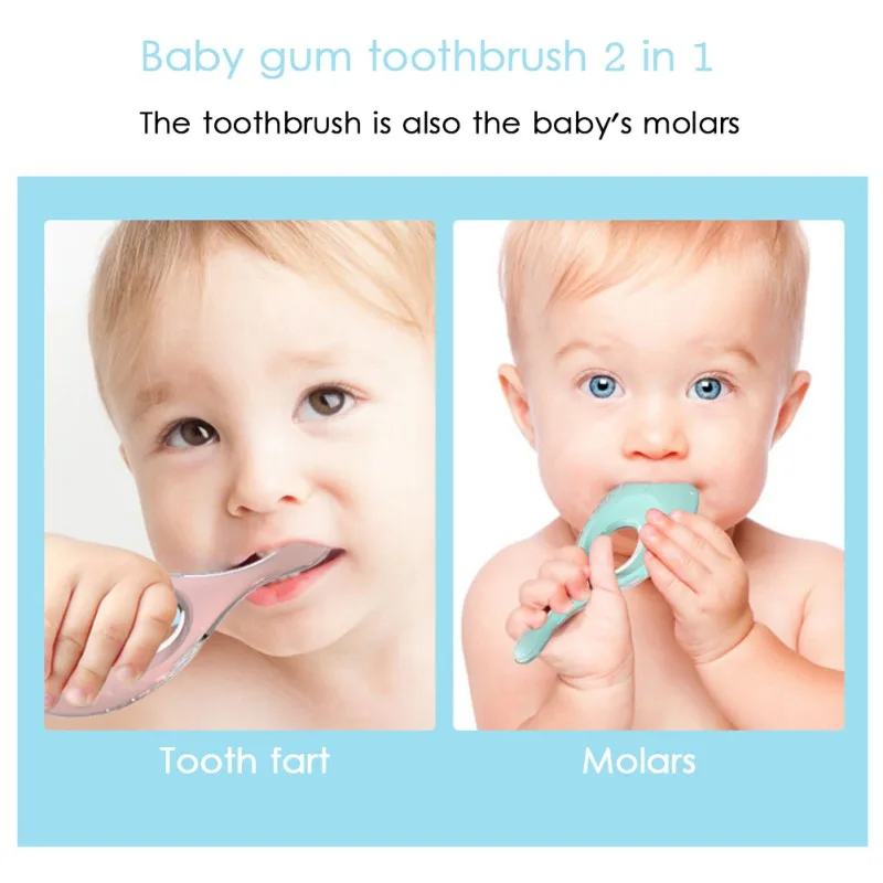 

Stereo silicone rose and blue deciduous toothbrush, suitable for babies over 3 months of age